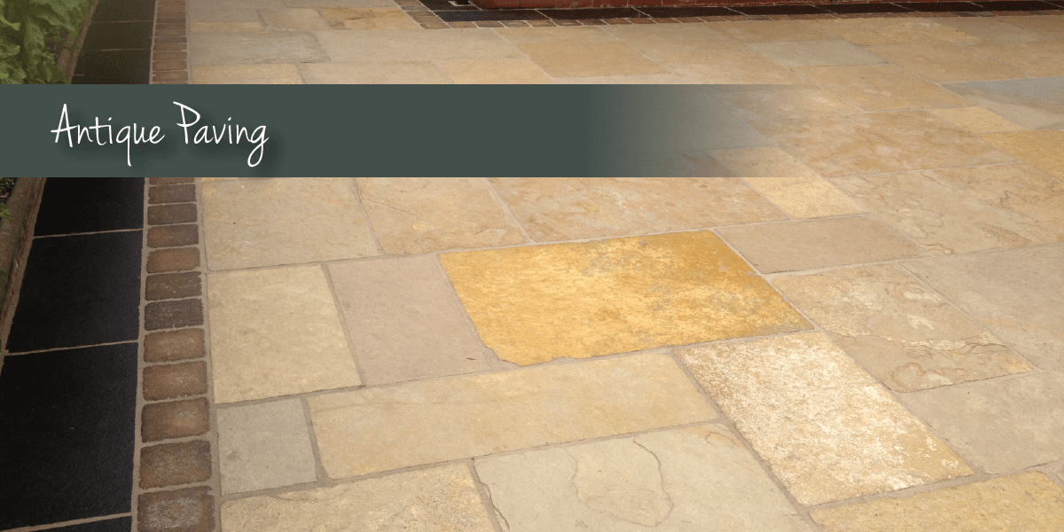Anqiue paving with banner