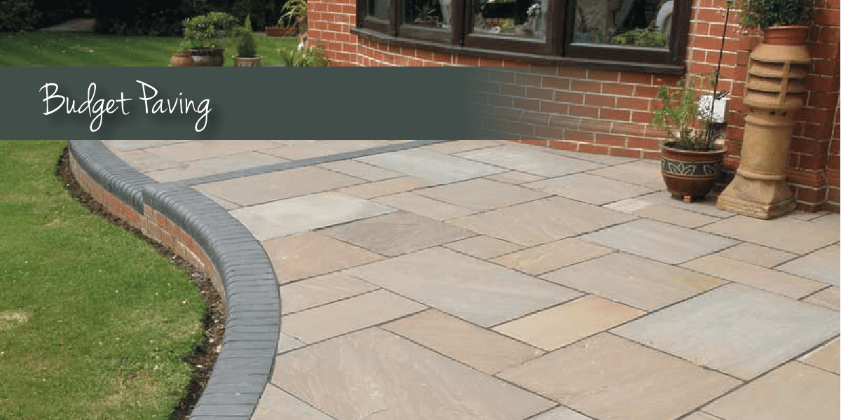 Garden paving with budget paving banner