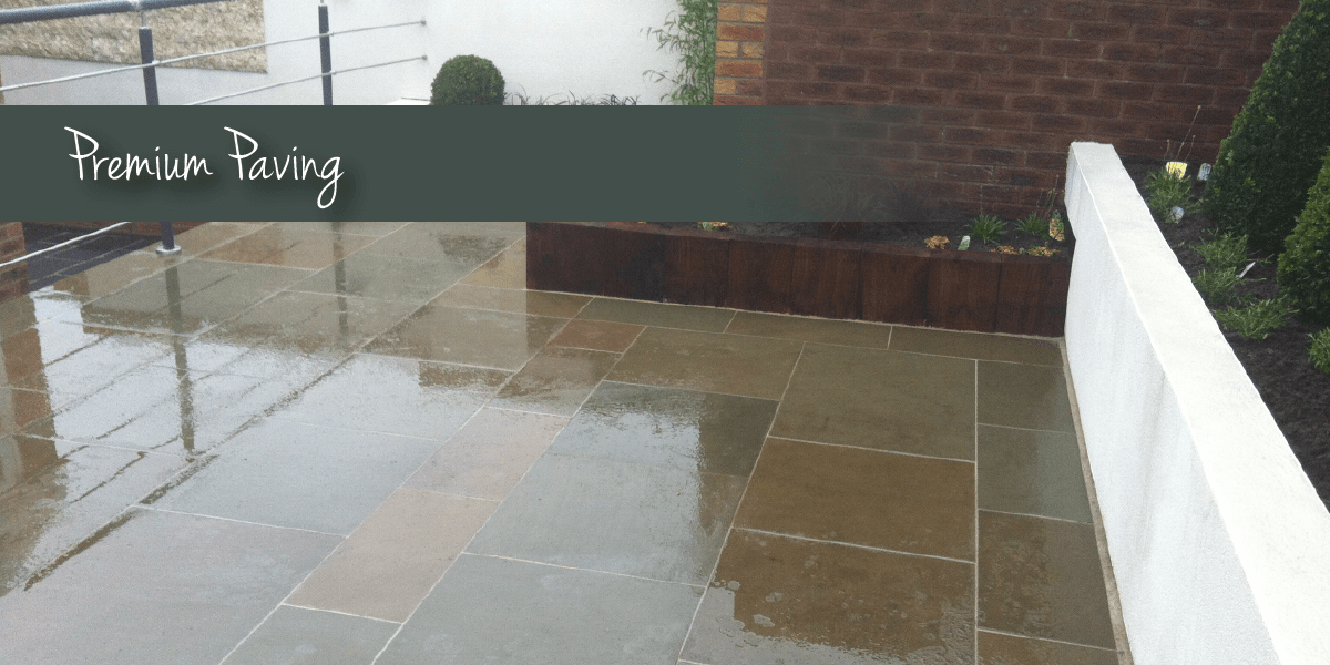 Outdoor paving in the rain with premium paving banner